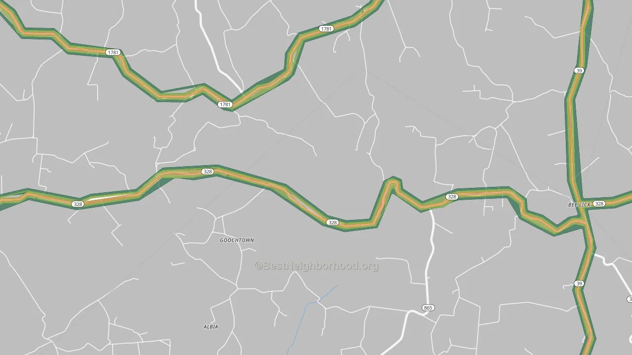 Goochtown, KY Map of Noise Levels in Goochtown