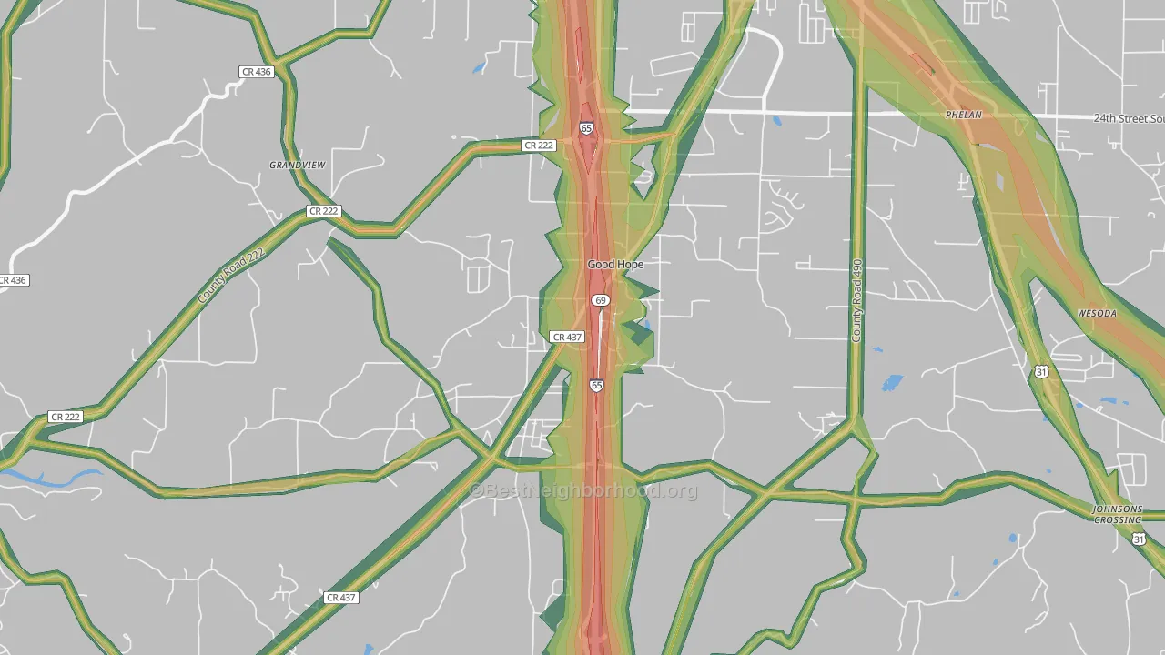 Good Hope, AL Map of Noise Levels in Good Hope