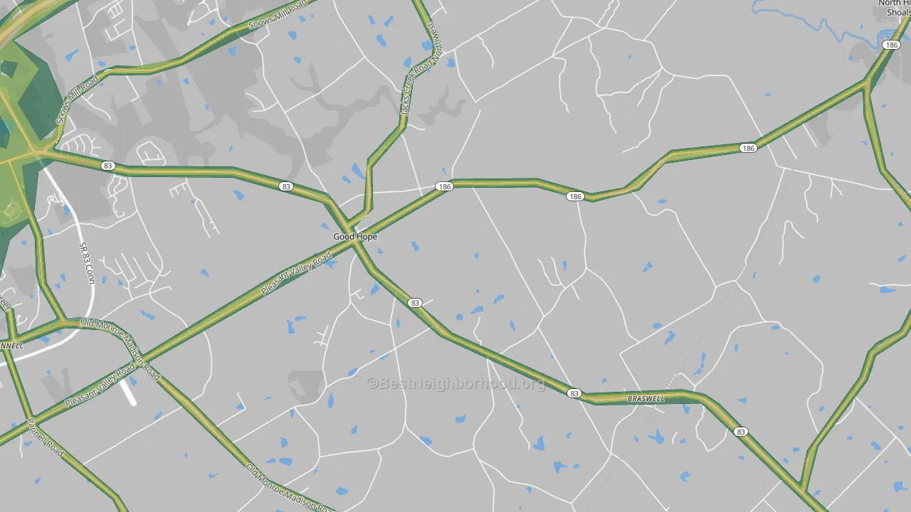 Good Hope, GA Map of Noise Levels in Good Hope