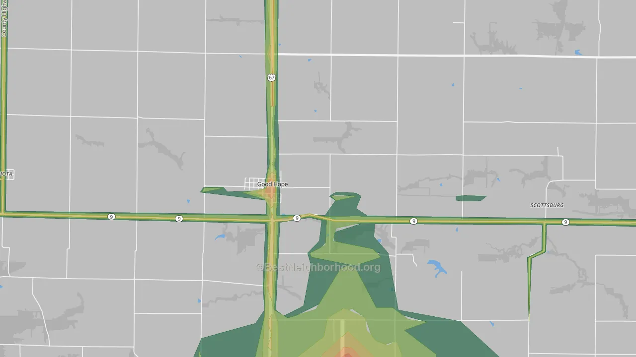 Good Hope, IL Map of Noise Levels in Good Hope