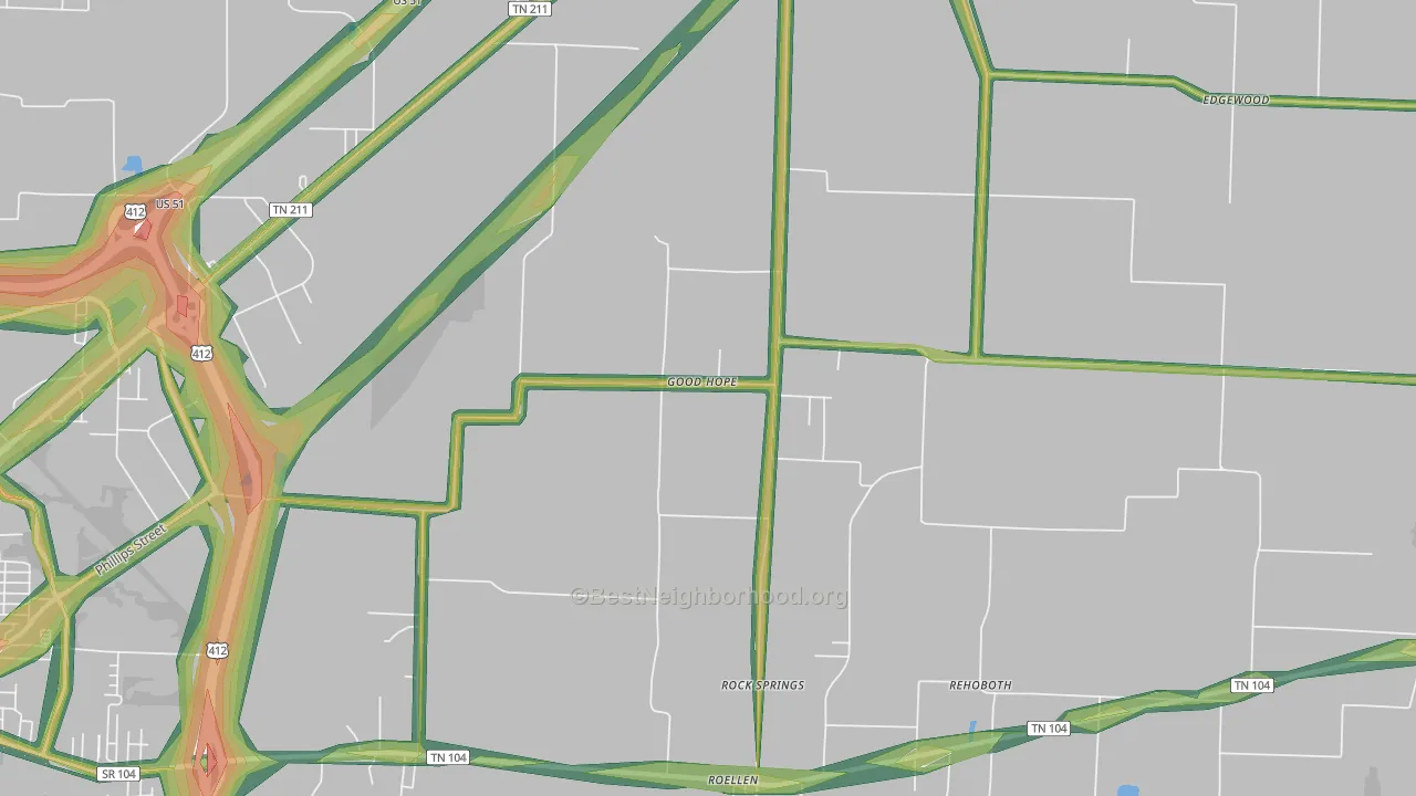 Good Hope, TN Map of Noise Levels in Good Hope