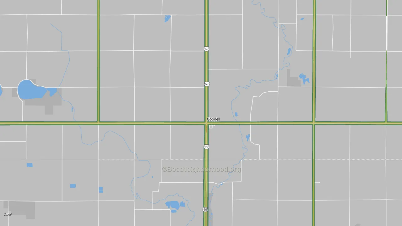 Goodell, IA Map of Noise Levels in Goodell