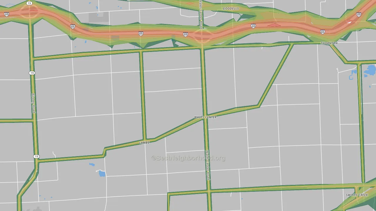 Goodells, MI Map of Noise Levels in Goodells