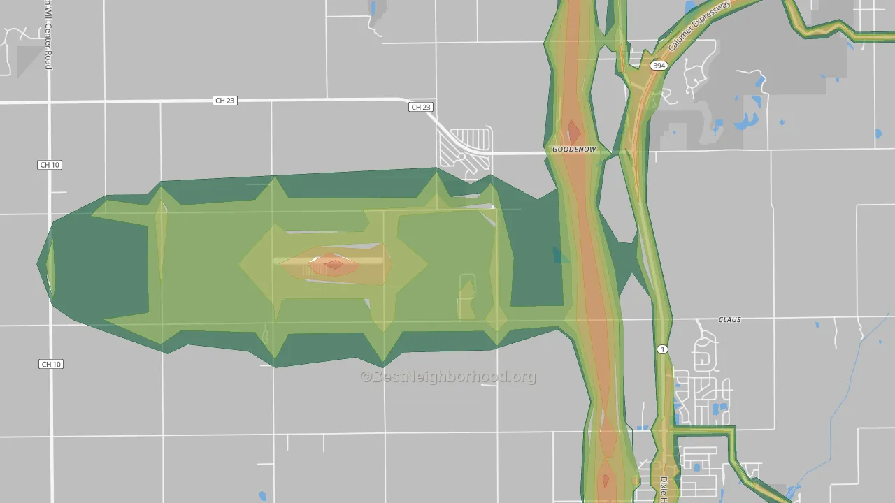 Goodenow, IL Map of Noise Levels in Goodenow