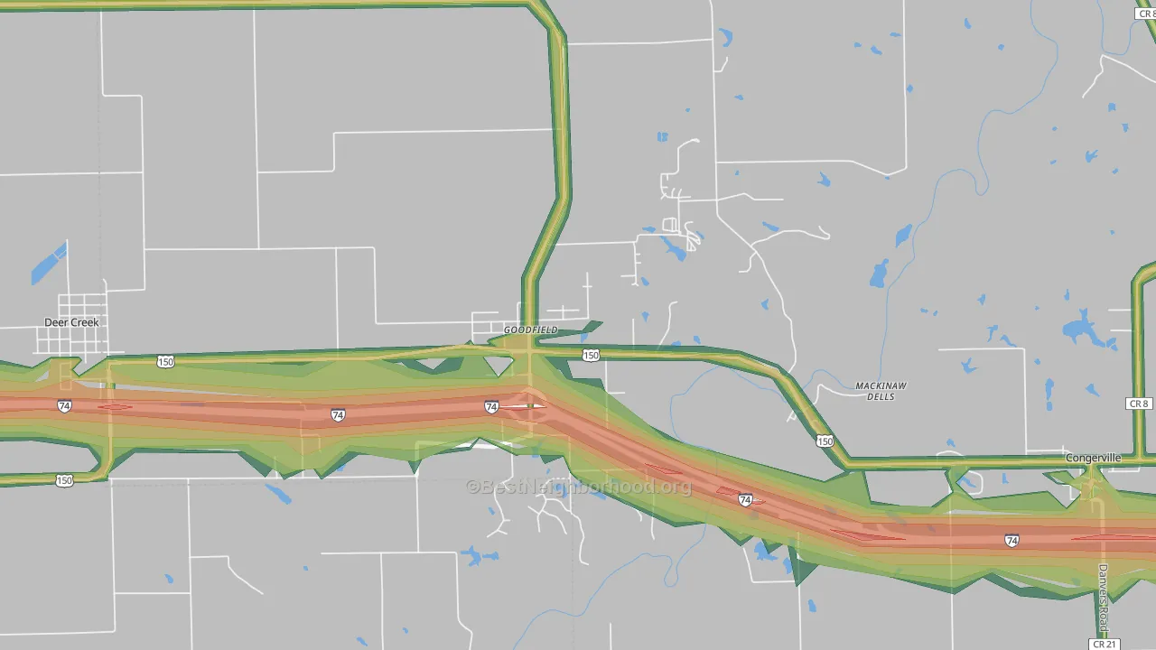 Goodfield, IL Map of Noise Levels in Goodfield