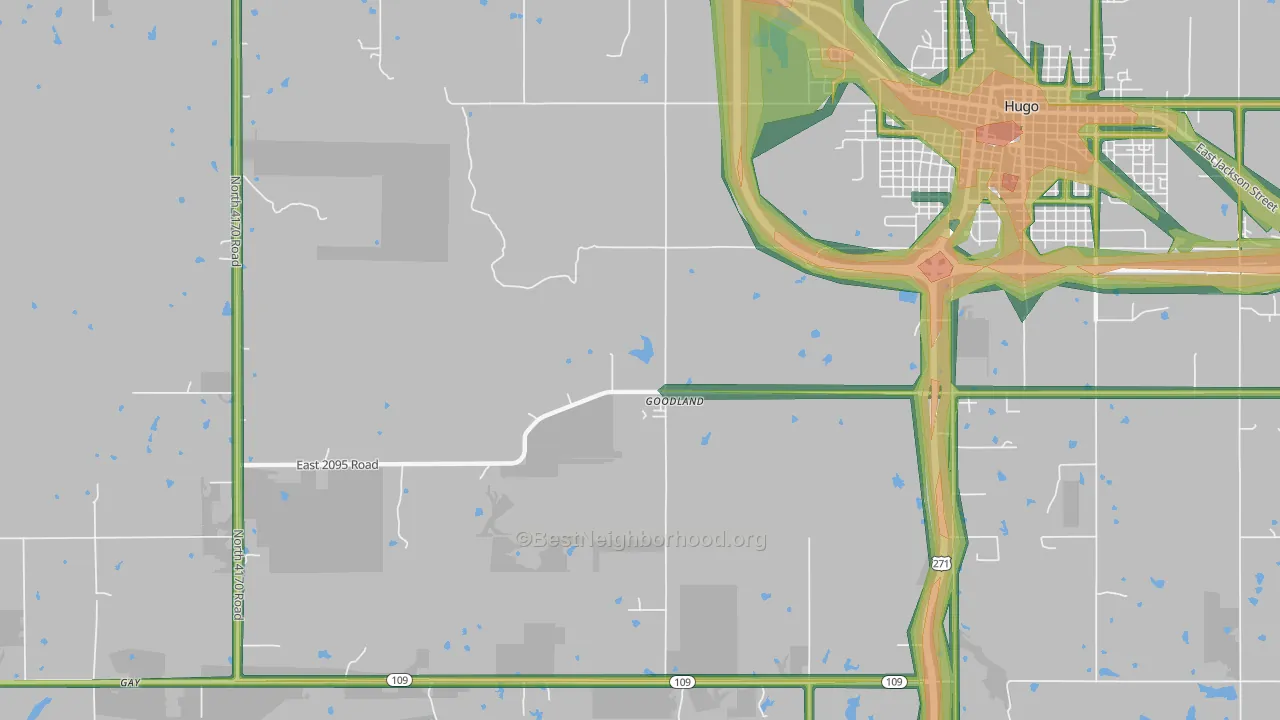 Goodland, OK Map of Noise Levels in Goodland