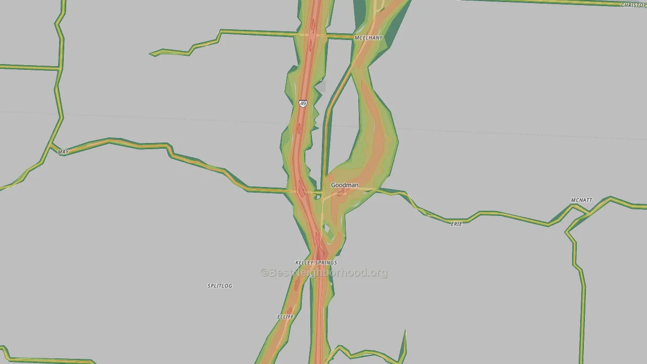 Goodman, MO Map of Noise Levels in Goodman