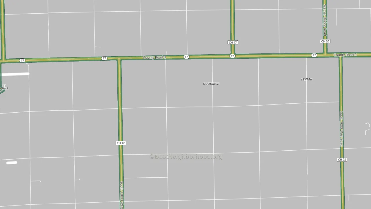 Goodrich, IL Map of Noise Levels in Goodrich