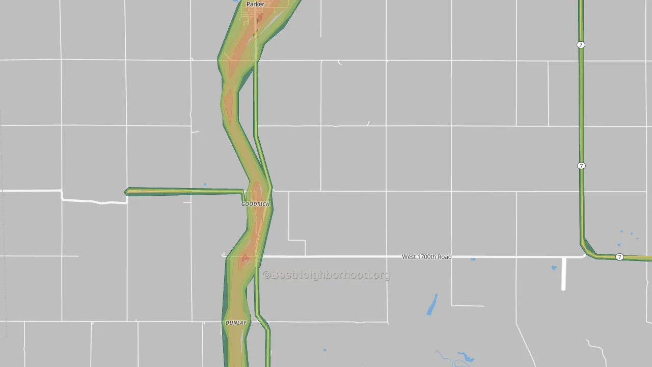 Goodrich, KS Map of Noise Levels in Goodrich