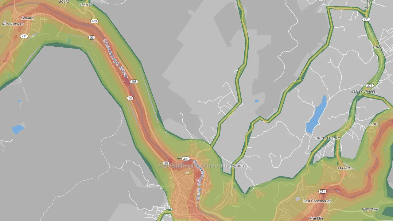 Goods Corner, PA Map of Noise Levels in Goods Corner