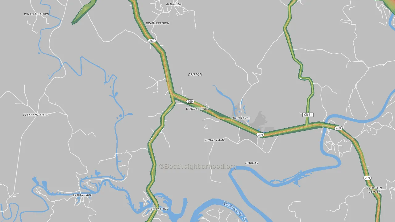 Goodsprings, AL Map of Noise Levels in Goodsprings