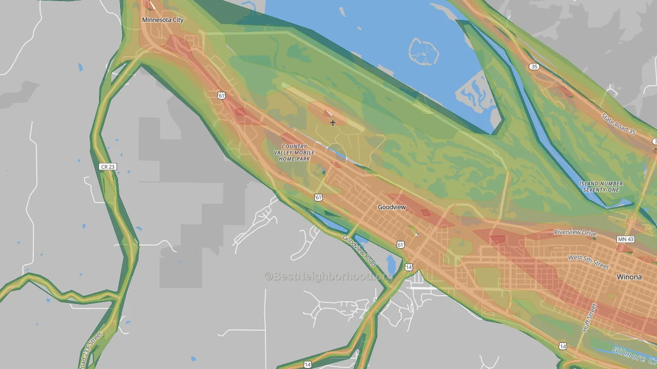Goodview, MN Map of Noise Levels in Goodview