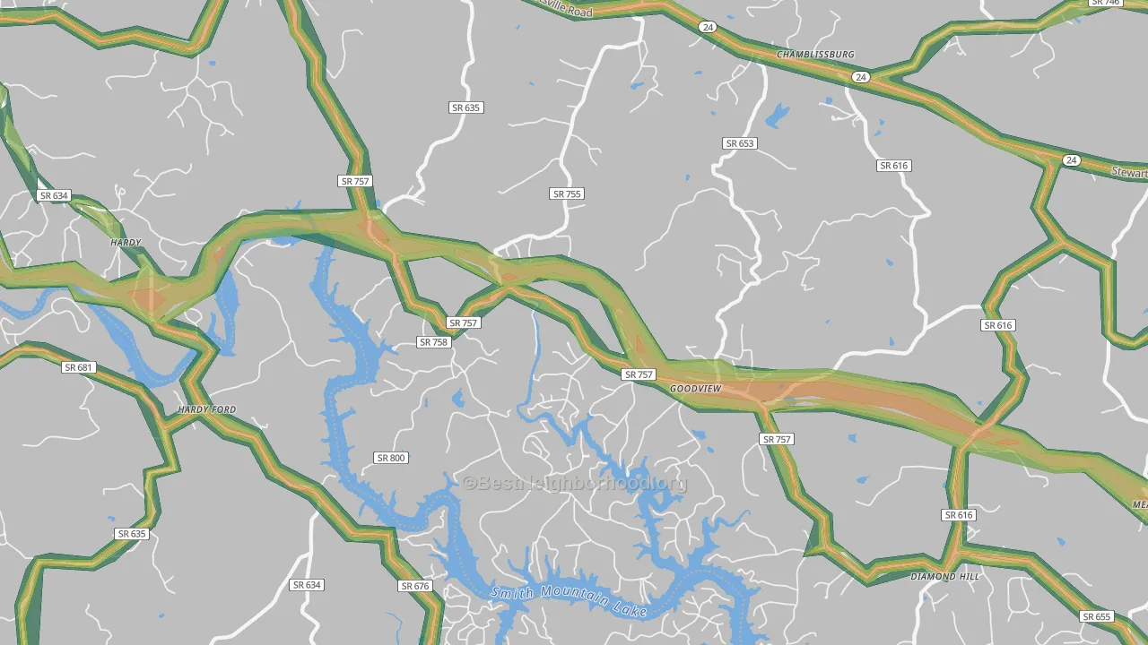 Goodview, VA Map of Noise Levels in Goodview