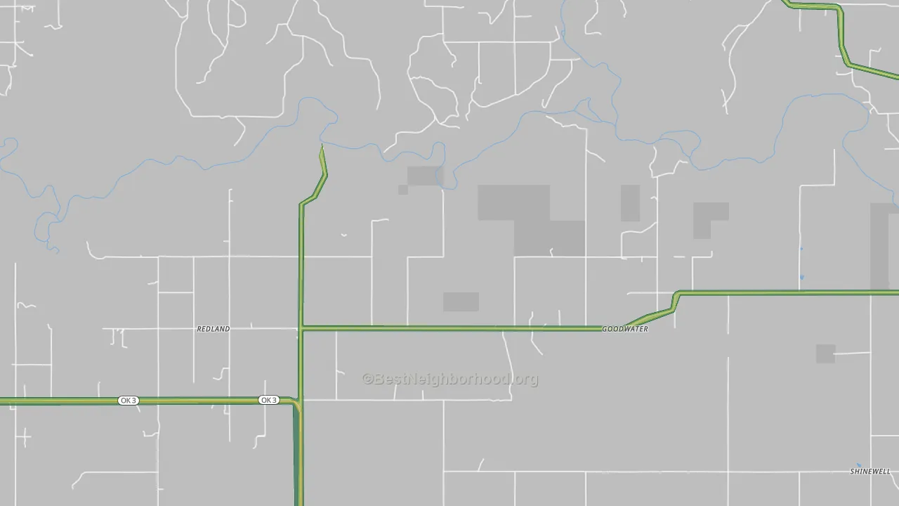 Goodwater, OK Map of Noise Levels in Goodwater