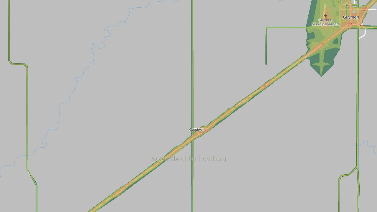 Goodwell, OK Map of Noise Levels in Goodwell