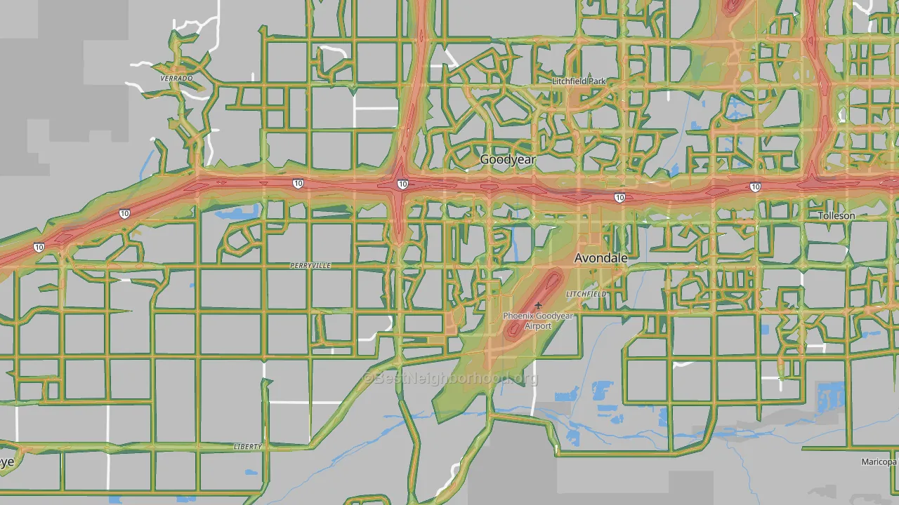Goodyear, AZ Map of Noise Levels in Goodyear