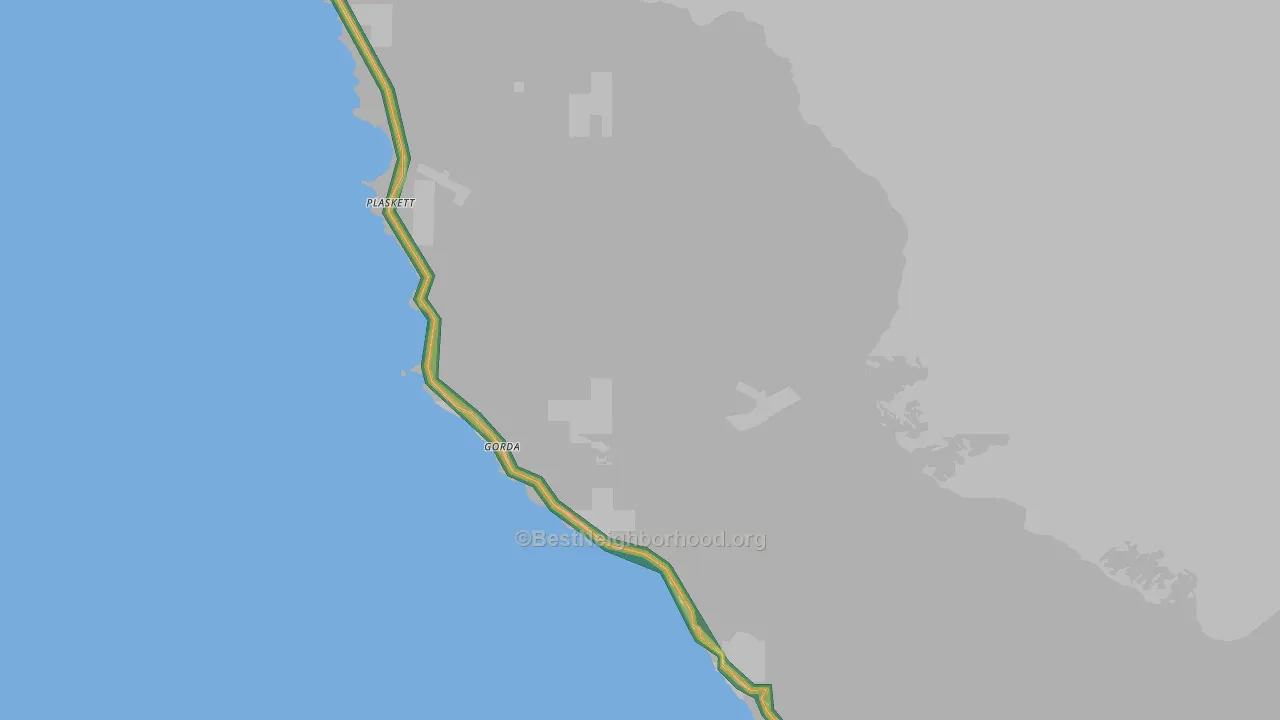 Gorda, CA Map of Noise Levels in Gorda