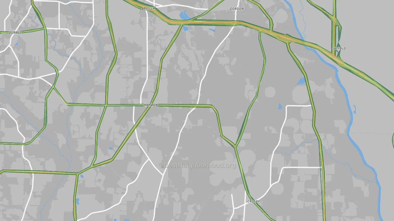 Gordon, AL Map of Noise Levels in Gordon