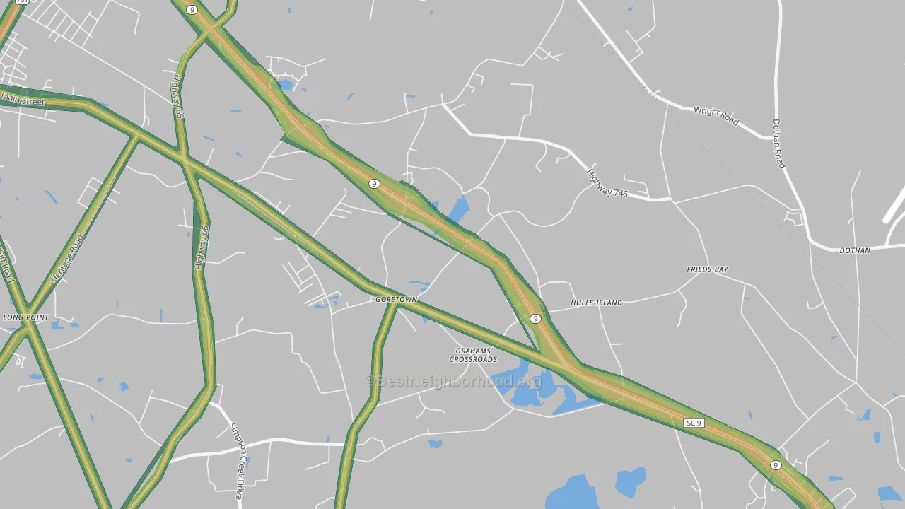 Goretown, SC Map of Noise Levels in Goretown