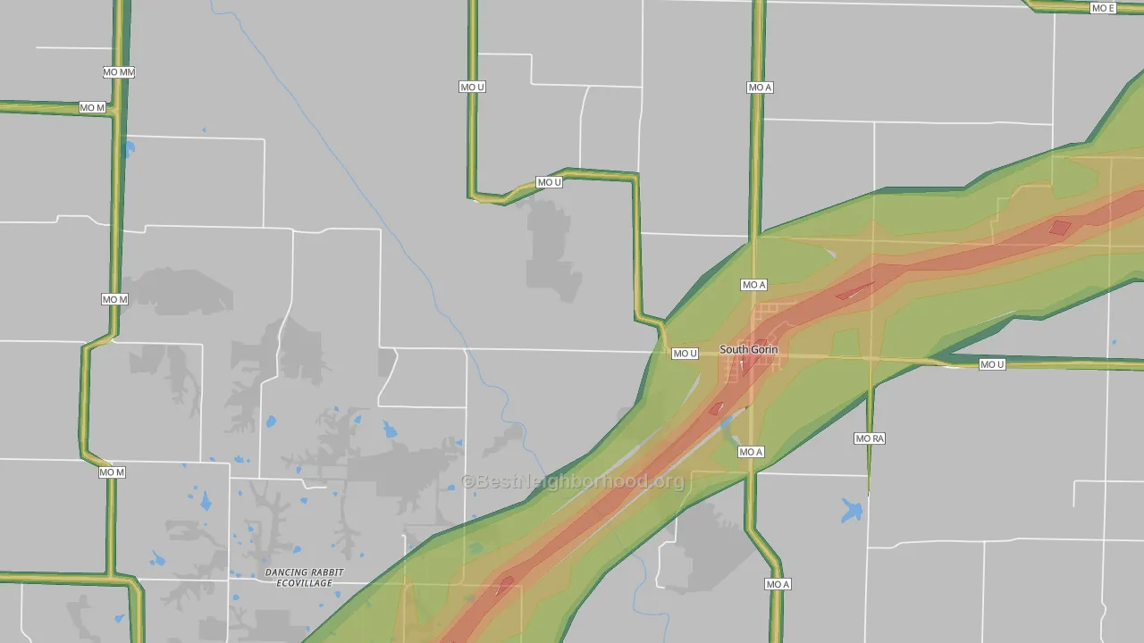 Gorin, MO Map of Noise Levels in Gorin