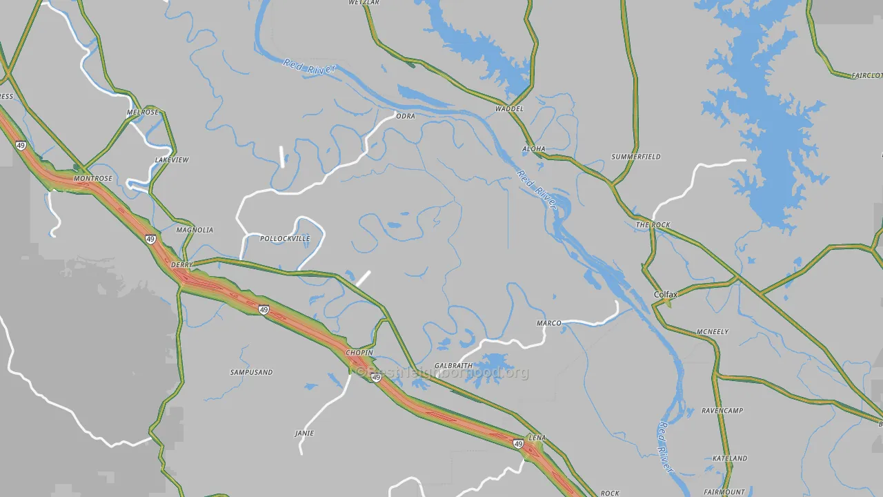 Gorum, LA Map of Noise Levels in Gorum