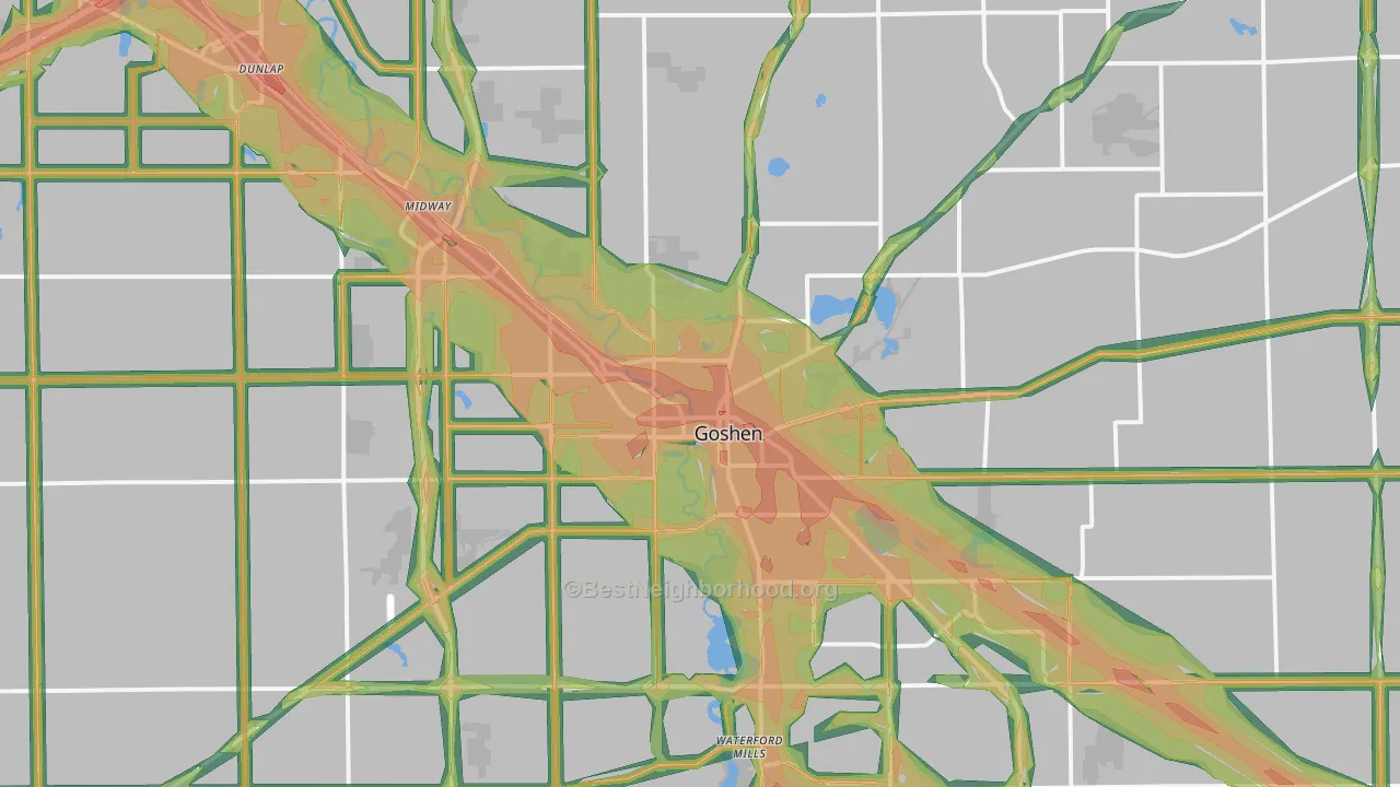Goshen, IN Map of Noise Levels in Goshen