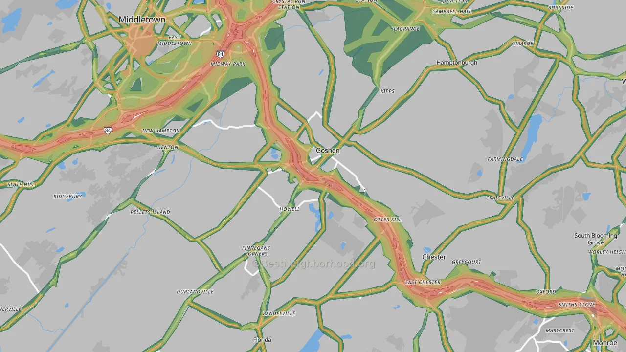 Goshen, NY Map of Noise Levels in Goshen