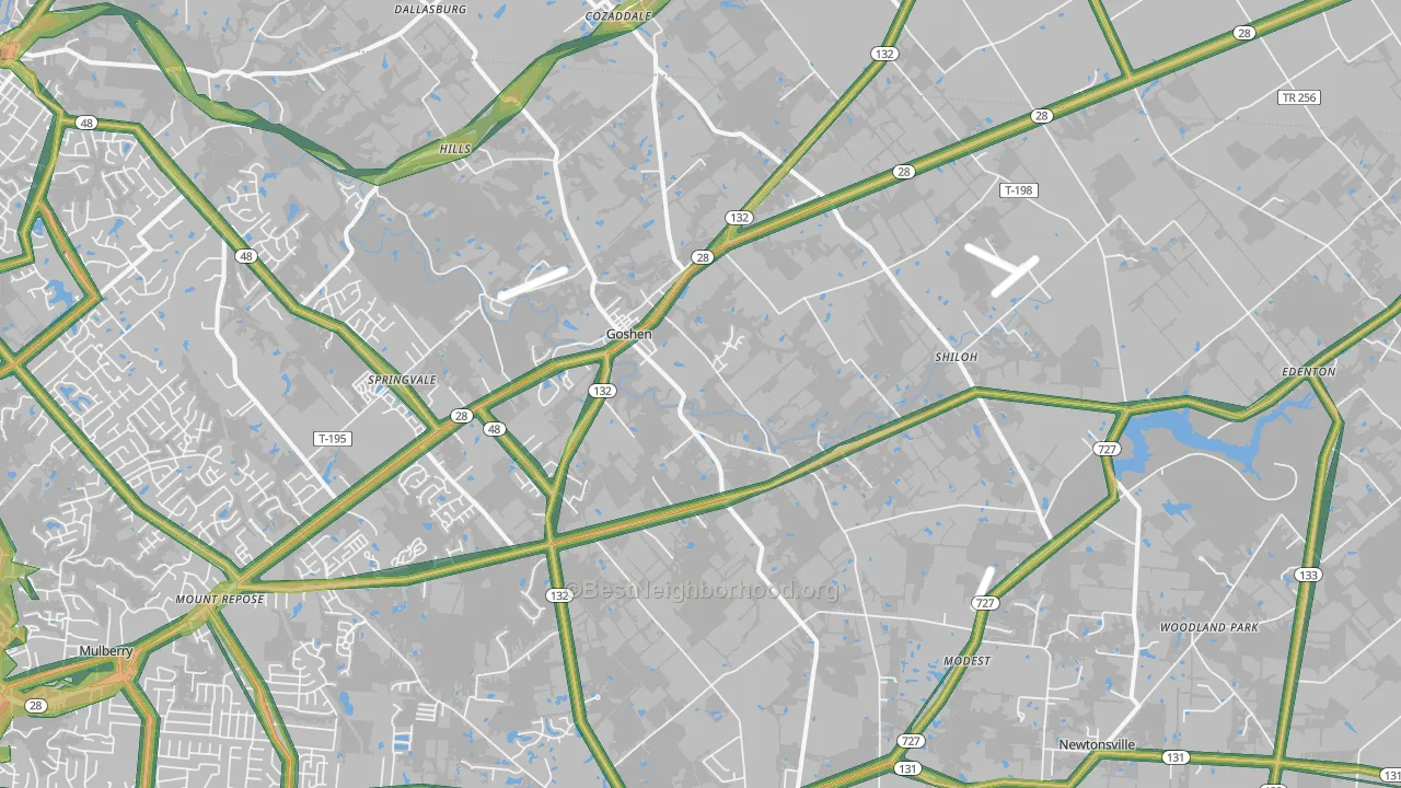 Goshen, OH Map of Noise Levels in Goshen