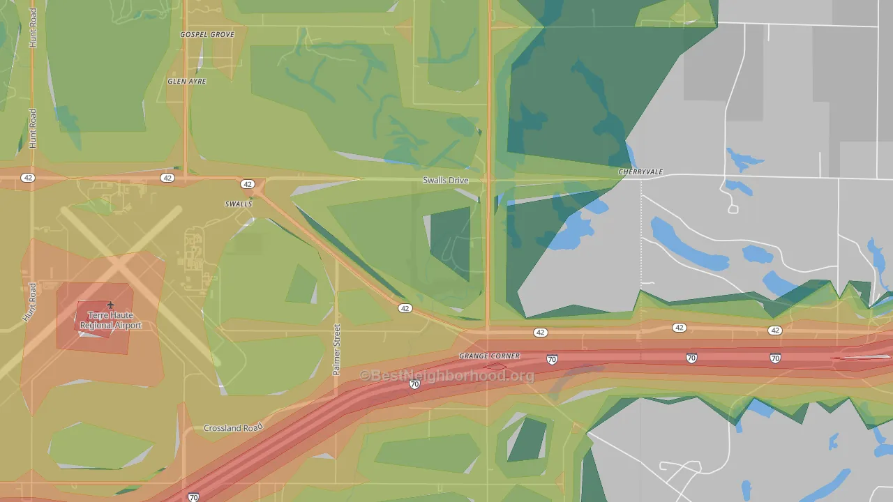 Gospel Grove, IN Map of Noise Levels in Gospel Grove