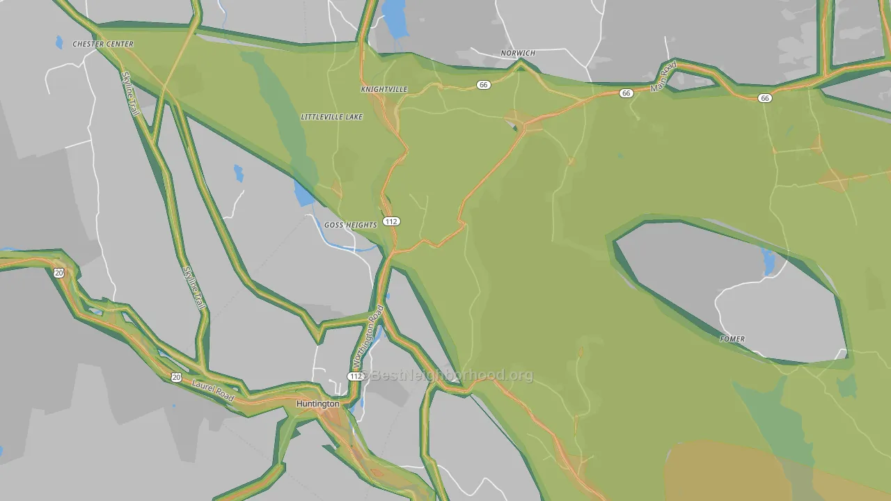 Goss Heights, MA Map of Noise Levels in Goss Heights