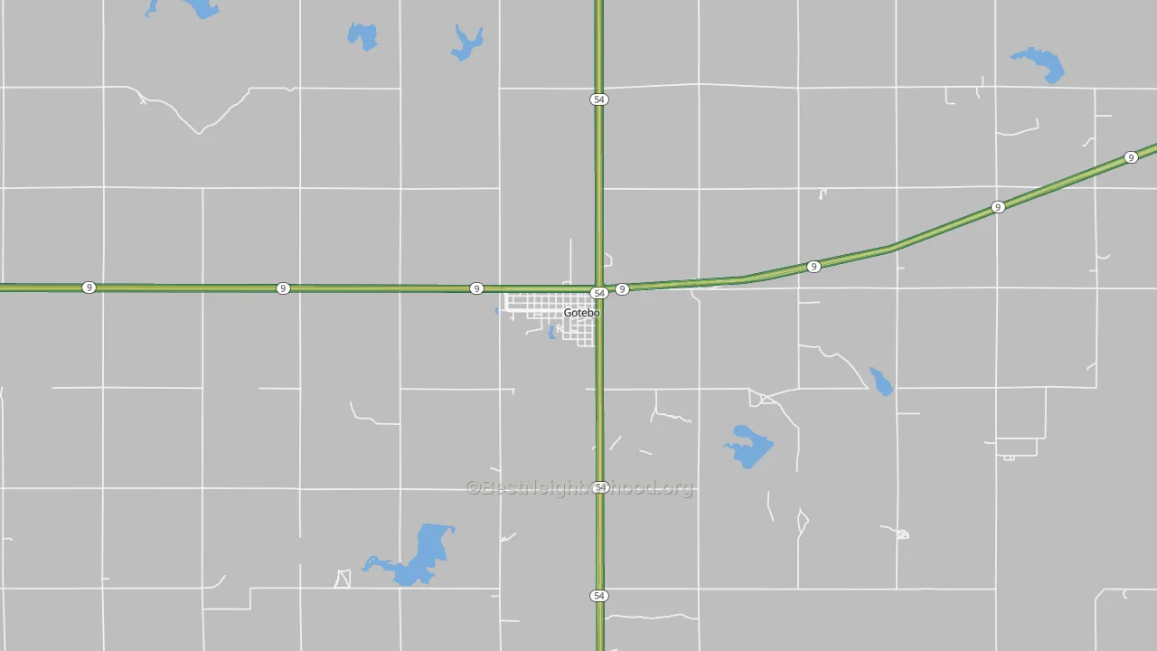 Gotebo, OK Map of Noise Levels in Gotebo