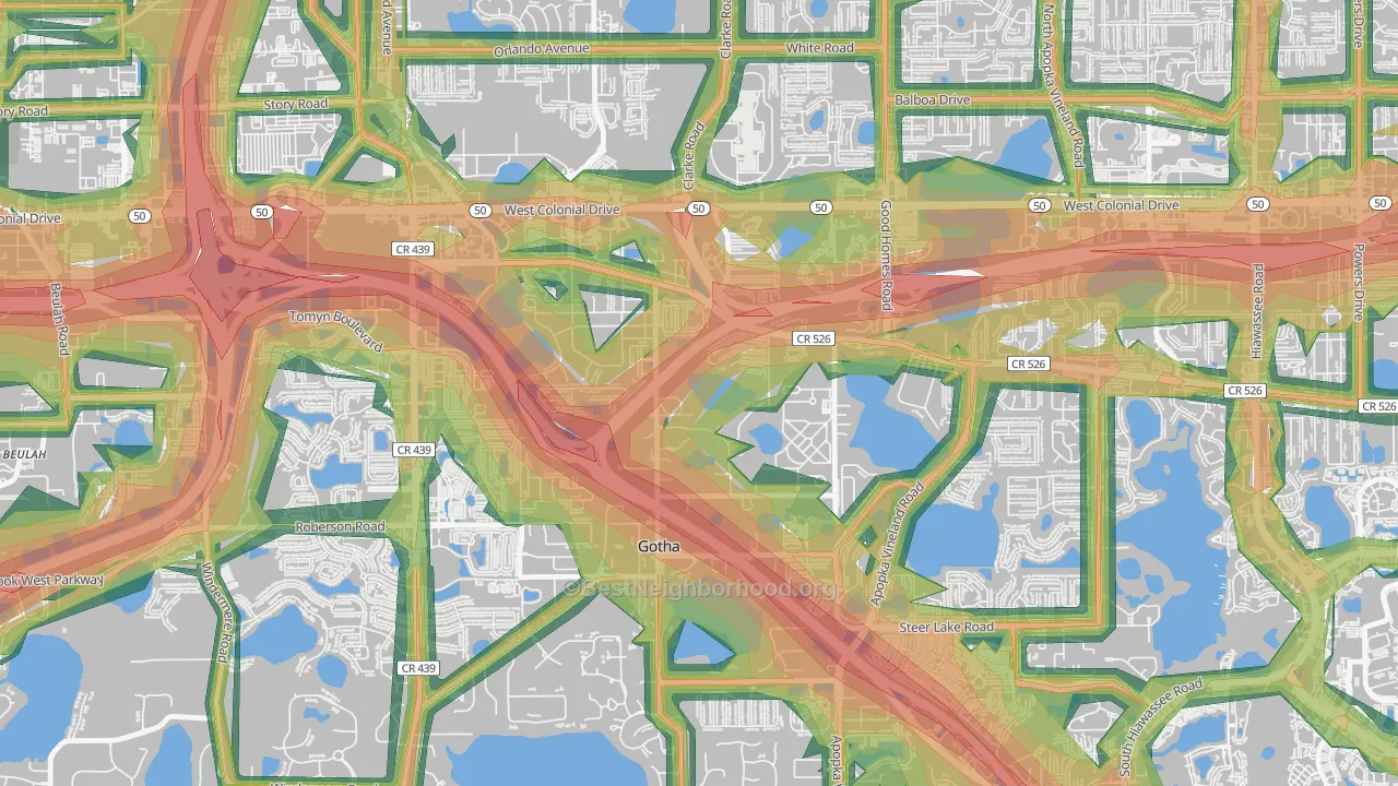 Gotha, FL Map of Noise Levels in Gotha