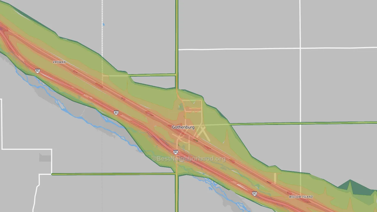 Gothenburg, NE Map of Noise Levels in Gothenburg