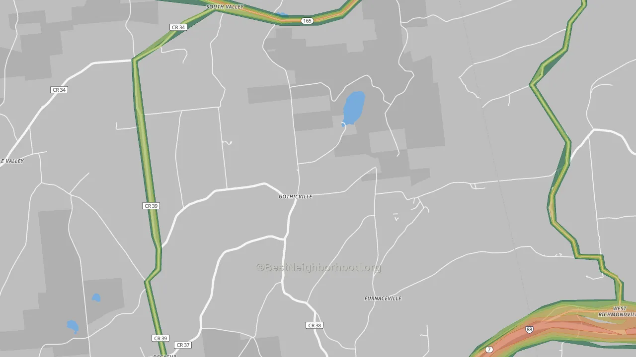 Gothicville, NY Map of Noise Levels in Gothicville