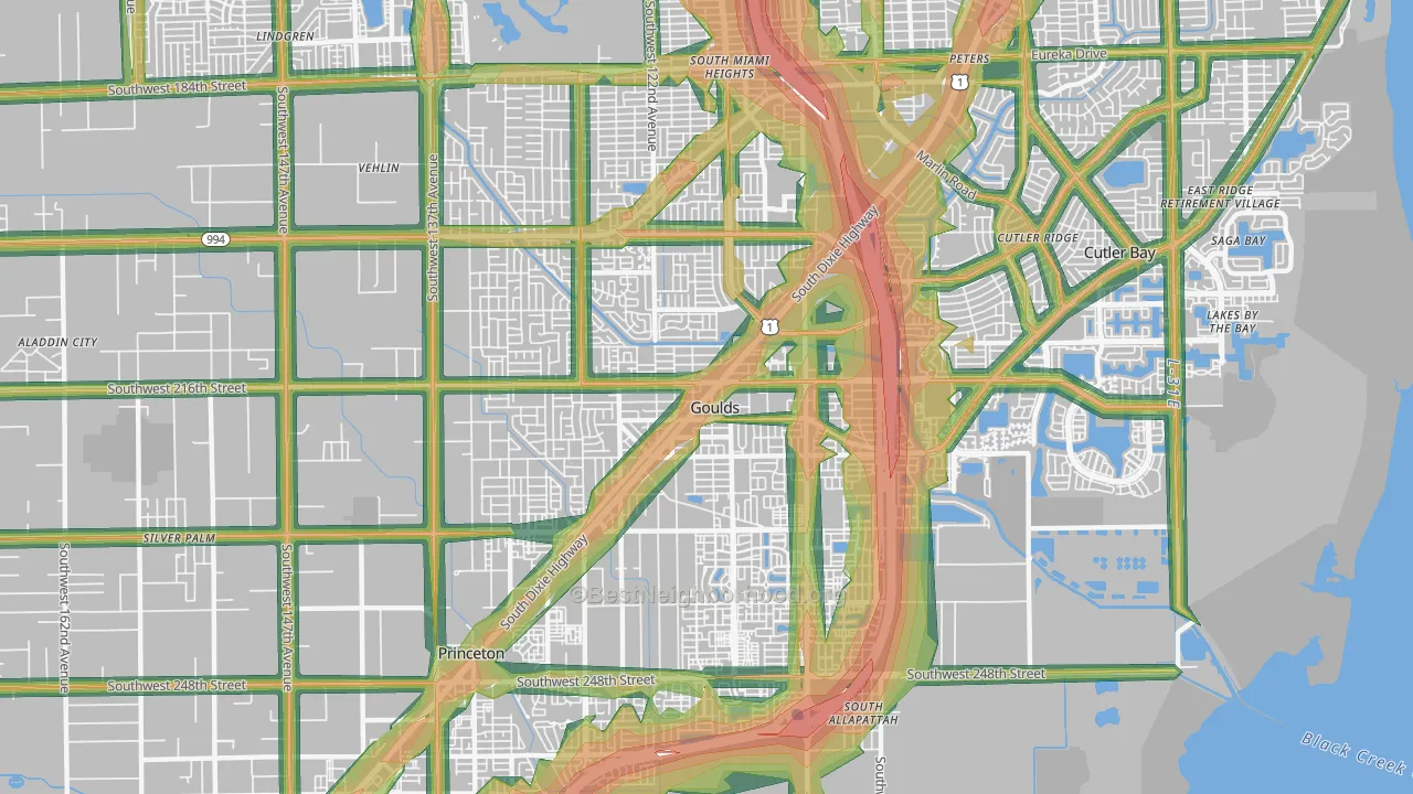 Goulds, FL Map of Noise Levels in Goulds