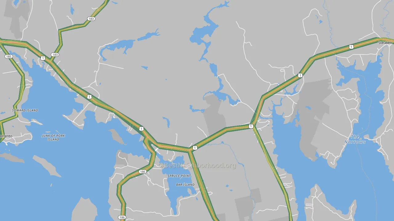 Gouldsboro, ME Map of Noise Levels in Gouldsboro