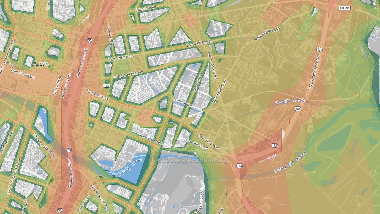 Govalle, Austin, TX Map of Noise Levels in Govalle