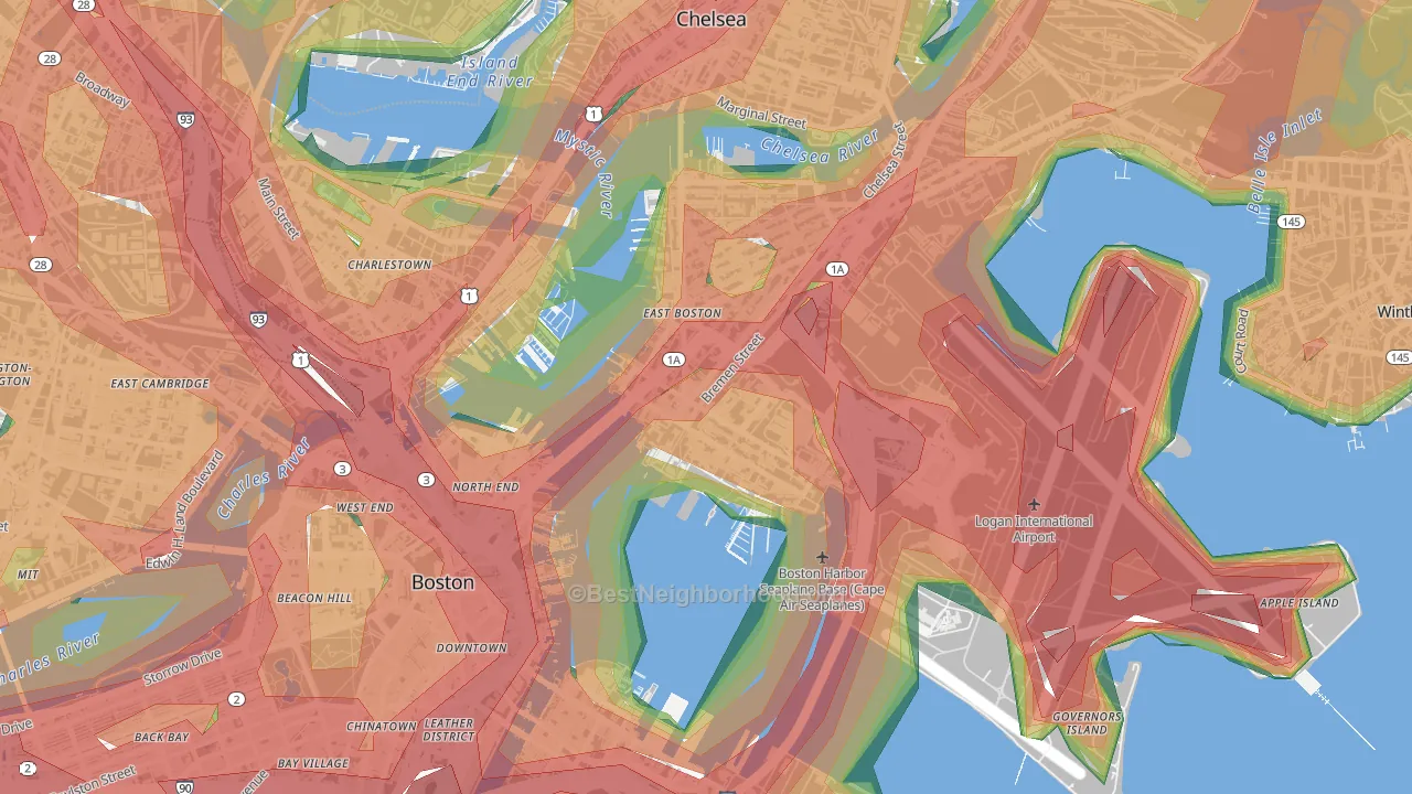 Gove Street, Boston, MA Map of Noise Levels in Gove Street