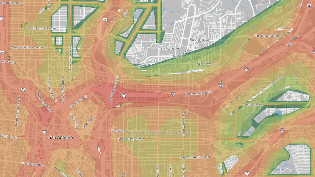 Government Hill Alliance, San Antonio, TX Map of Noise Levels in Government Hill Alliance