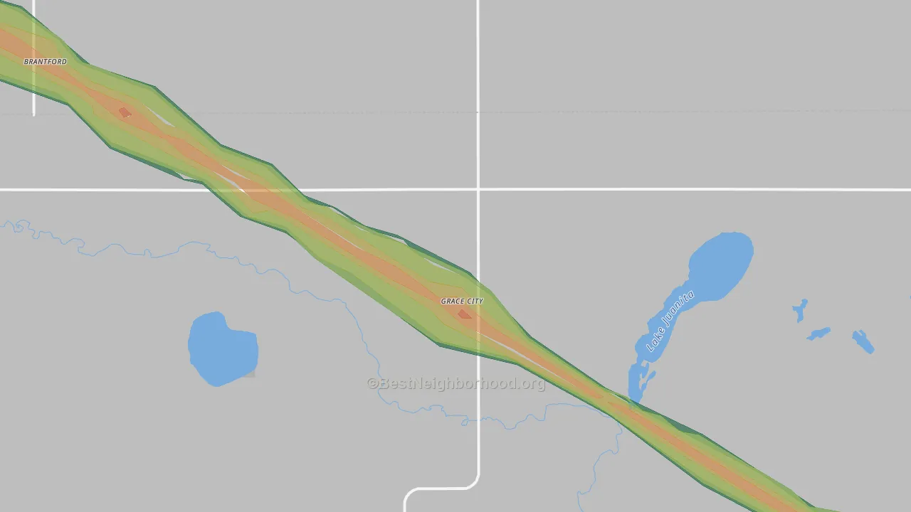 Grace City, ND Map of Noise Levels in Grace City