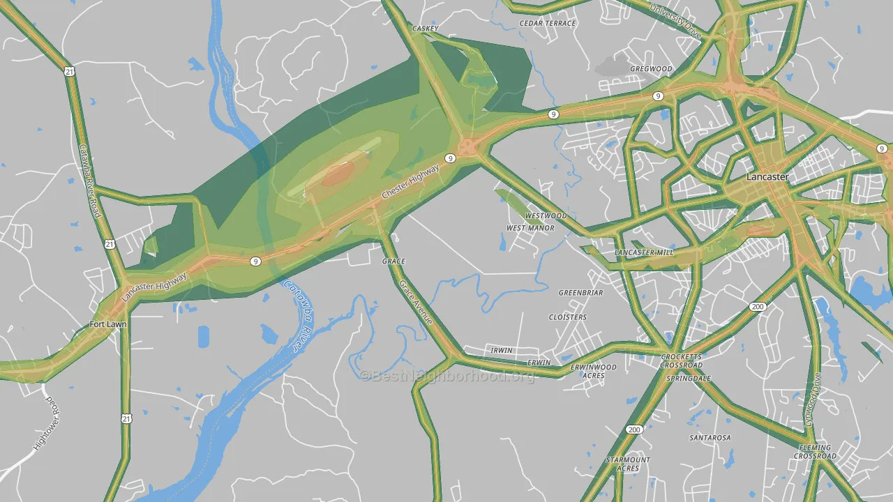 Grace, SC Map of Noise Levels in Grace