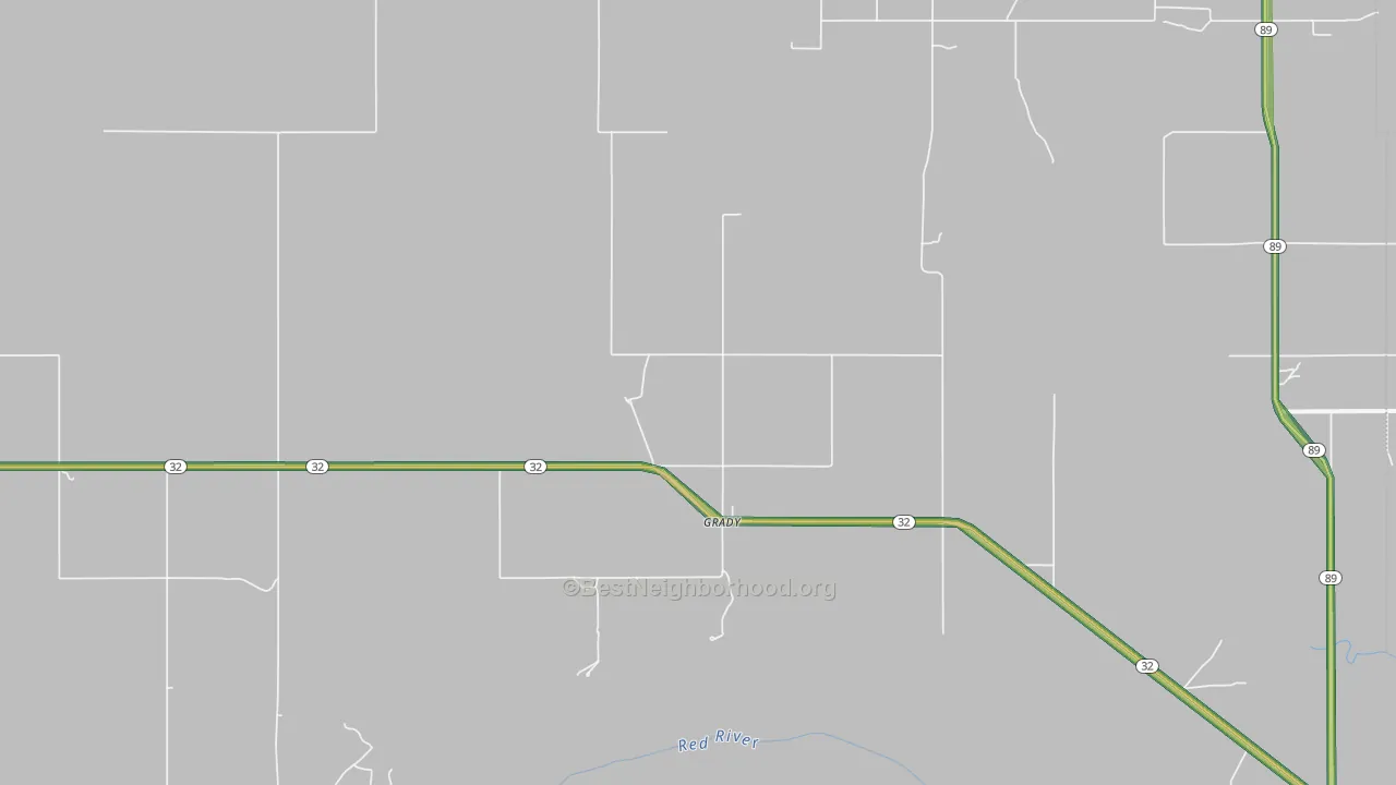 Grady, OK Map of Noise Levels in Grady