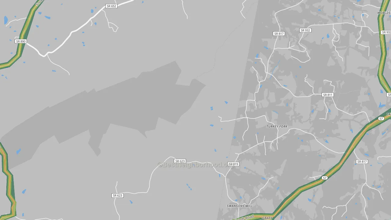 Grady, VA Map of Noise Levels in Grady
