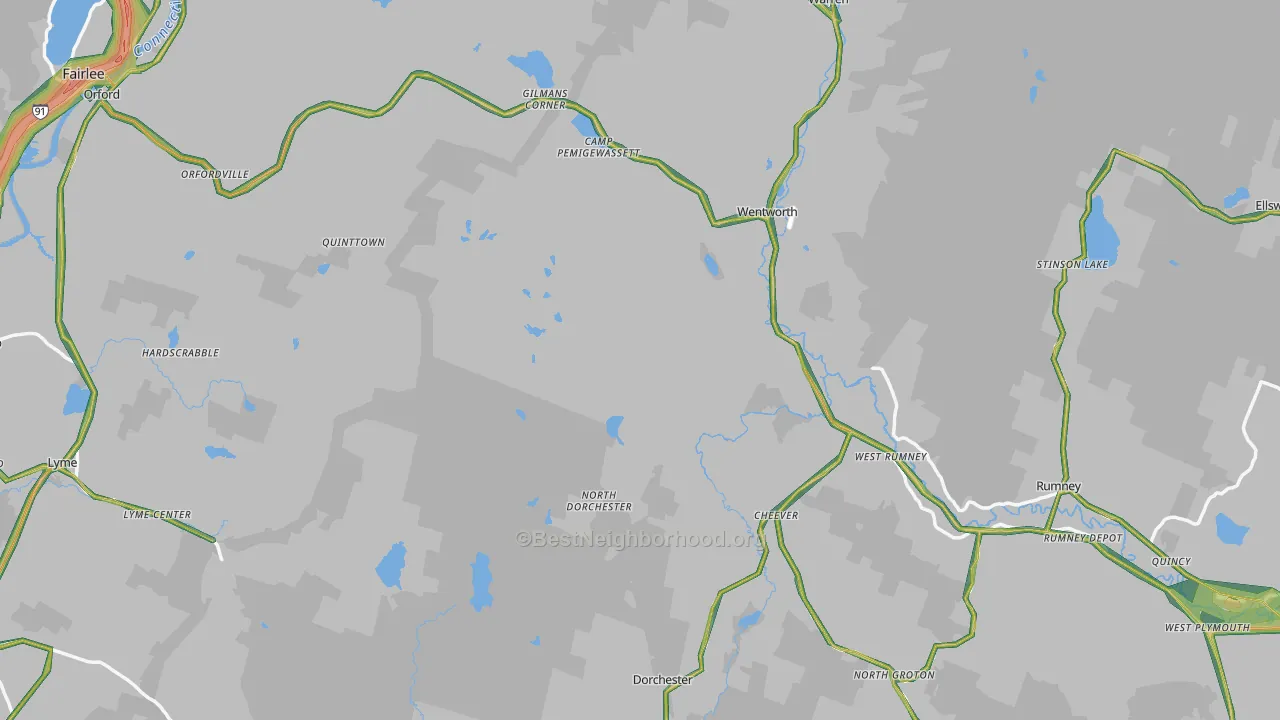 Grafton County, NH Map of Noise Levels in Grafton County