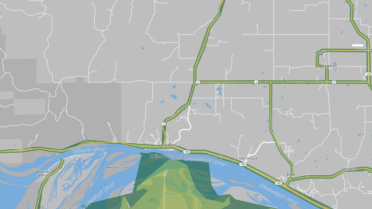 Grafton, IL Map of Noise Levels in Grafton
