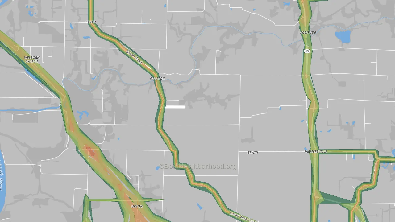 Grafton, IN Map of Noise Levels in Grafton