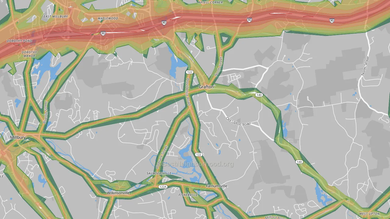 Grafton, MA Map of Noise Levels in Grafton
