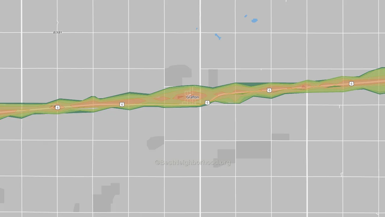 Grafton, NE Map of Noise Levels in Grafton