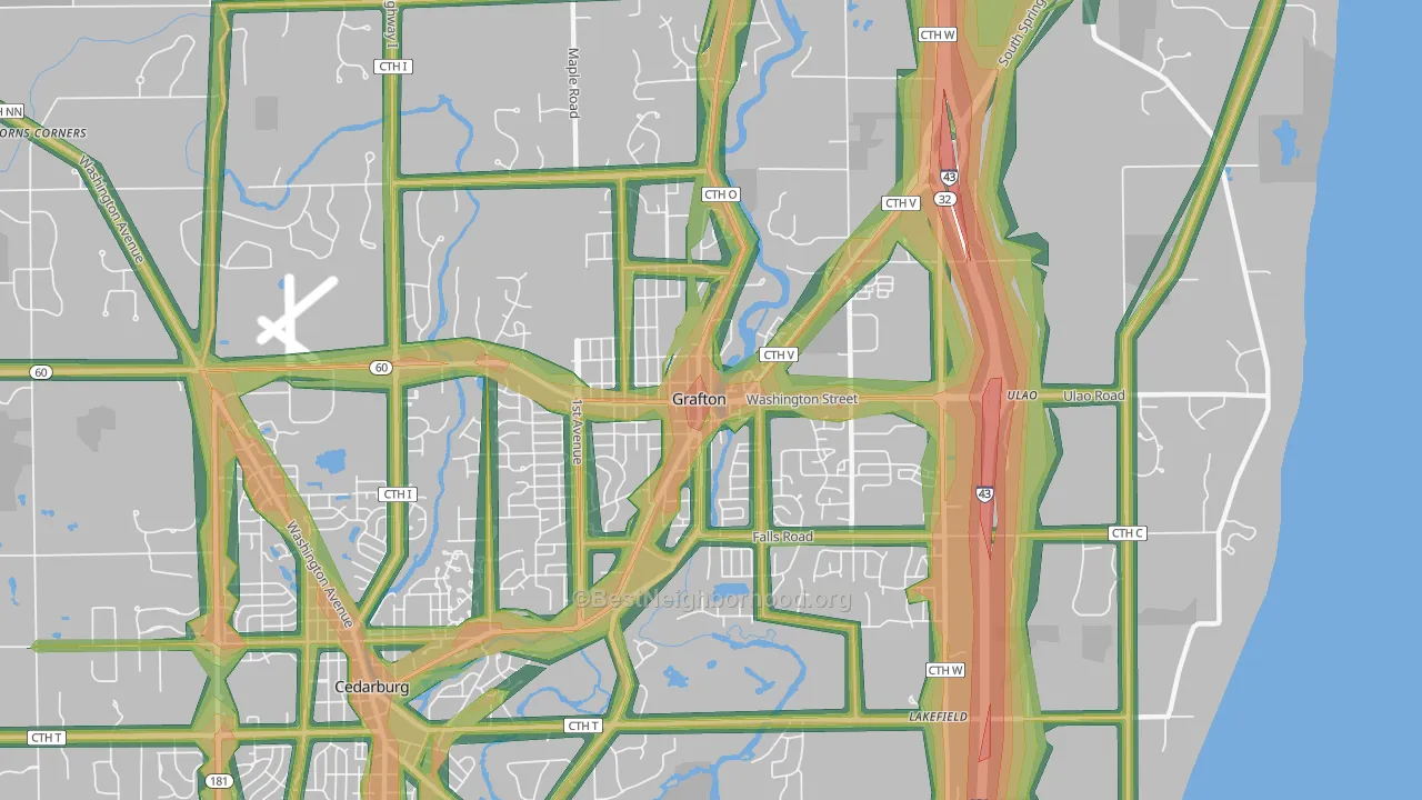 Grafton, WI Map of Noise Levels in Grafton