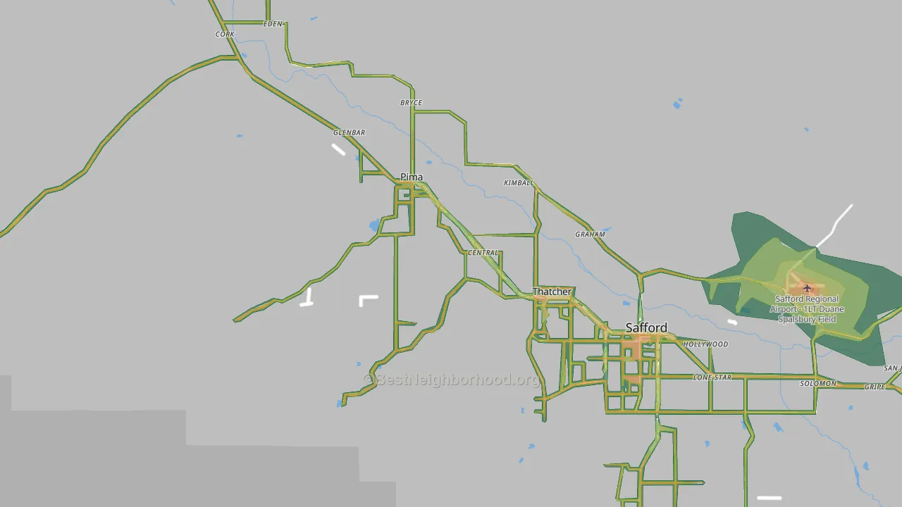 Graham County, AZ Map of Noise Levels in Graham County